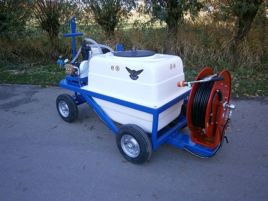 Afbeeldingen van Spuitwagen 400T - Honda GX160 + WS102 21 l/min~55bar - Veerhaspel Draaibaar