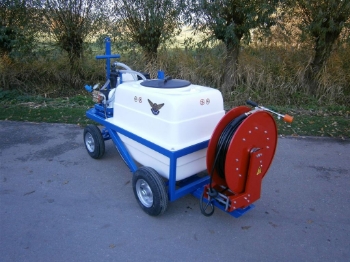 Afbeeldingen van Spuitwagen 400T - Honda GX160 + WS102 21 l/min~55bar - Veerhaspel Draaibaar
