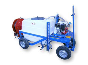 Afbeeldingen van Spuitwagen 400T - Honda GX160 + WS102 21 l/min~55bar - Veerhaspel Draaibaar
