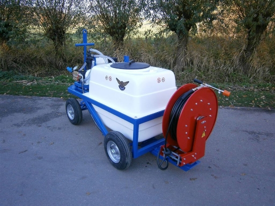 Afbeeldingen van Spuitwagen 400T - Honda GX160 + WS102 21 l/min~55bar - Veerhaspel Draaibaar