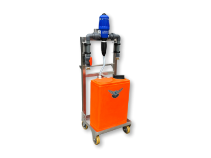 Picture of Dosing unit on stainless steel frame - Dosatron D3RE10 AF/VF
